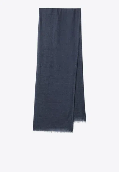 Loro Piana Cashmere-blend Fringed Scarf In Blue