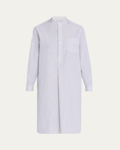 Loro Piana Catlin Devon Stripe Poplin Tunic Dress In F6oh White Blue Stri