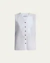 Loro Piana Caylee Sleeveless Poplin Tux Top In White