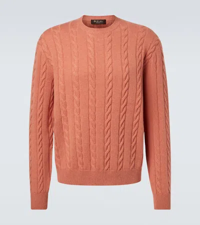 Loro Piana Cedar Cable-knit Cashmere Sweater In Orange