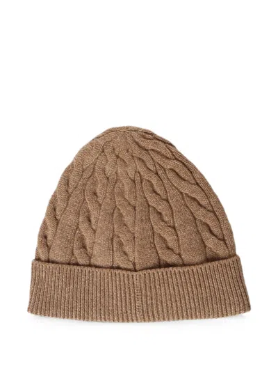 Loro Piana Cedar Cable-knit Beanie Hat In Brown