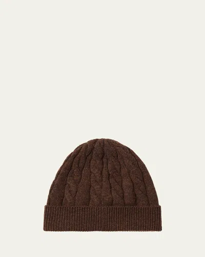 Loro Piana Cedar Cable-knit Cashmere Beanie In Brown