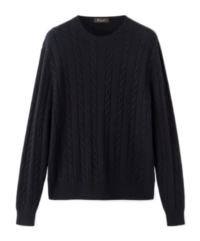 Loro Piana Cable-knit Sweater In Black
