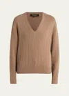 Loro Piana Cervatto V-neck Baby Cashmere Sweater In B4k2 Nutmeg See M