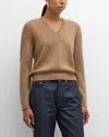 Loro Piana Cervatto V-neck Baby Cashmere Sweater In B4k2 Nutmeg See Mel