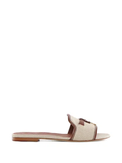 Loro Piana Summer Charms Sandals In Cotton And Linen In Neutral