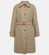 Loro Piana Checked Linen And Wool Coat In Grey