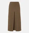 Loro Piana Checked Wool And Cashmere Midi Skirt In Green