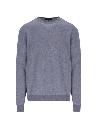 Loro Piana Chevron-knit Crew-neck Sweater In Blue