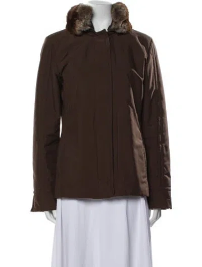 Pre-owned Loro Piana Chinchilla Fur Trimmed Evening Jacket In Brown