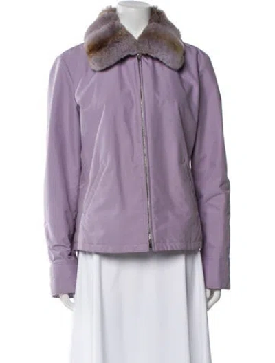 Pre-owned Loro Piana Chinchilla Fur Trimmed Fur Jacket In Purple