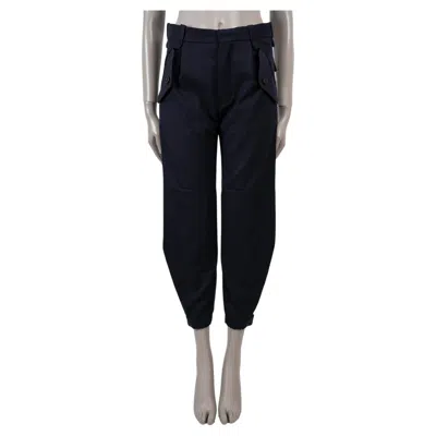 Pre-owned Loro Piana Chloe Navy Blue Wool 2018 Serge Cropped Cargo Pants 36 Xs