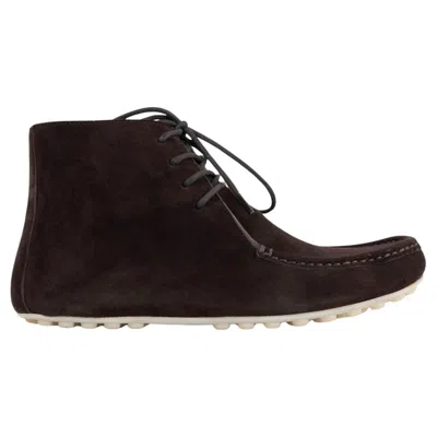 Pre-owned Loro Piana Chocolate Brown Suede Dot Sole Lace-up Ankle Boots Shoes 37.5