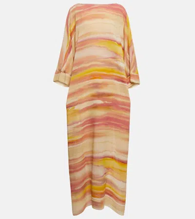 Loro Piana Abito Cillia Summer Sunset Printed Maxi Dress In T1bu Pineapple So