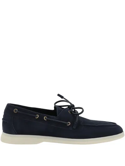 Loro Piana City Boat Shoes In Blue