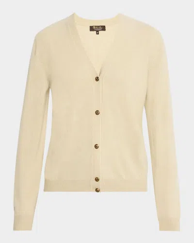 Loro Piana Classic Baby Cashmere Cardigan In Helicrisum Mela