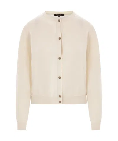 Loro Piana Classic Buttoned Cardigan In White