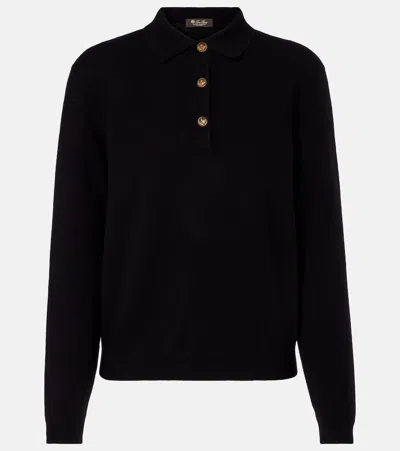 Loro Piana Classic Cashmere Polo Sweater In Black