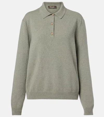 Loro Piana Classic Cashmere Polo Sweater In Gray