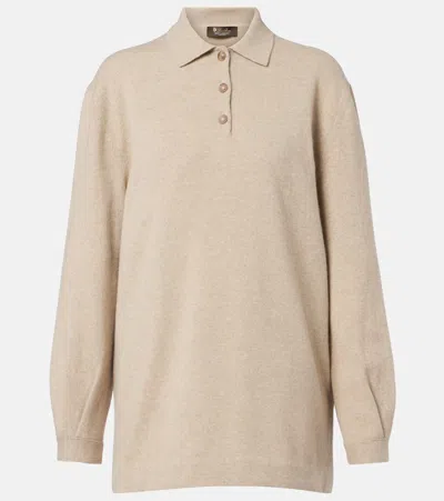 Loro Piana Classic Cashmere Polo Sweater In Brown