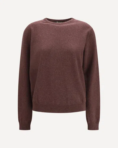Loro Piana Classic Crewneck Baby Cashmere Sweater In Brown