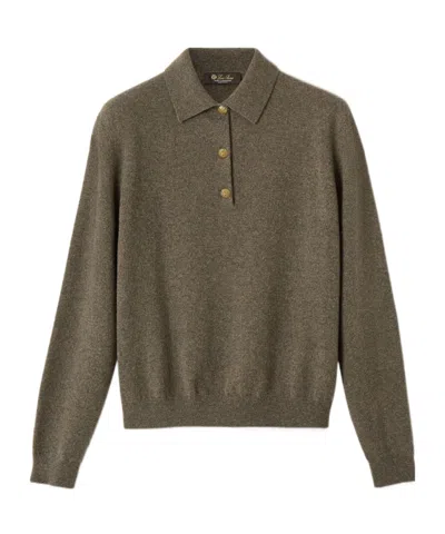 Loro Piana Classic Cashmere Polo Top In Brown