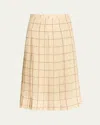 Loro Piana Clea Piot Check Silk Skirt In T1qg Chalkpecan Syr