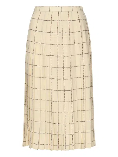 Loro Piana Clea Pleated Silk Midi Skirt In Brown