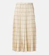 Loro Piana Clea Pleated Silk Sablé Midi Skirt In Neutrals