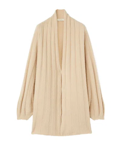 Loro Piana Cocooning Cashmere And Silk Bouclé Cardigan In Nude