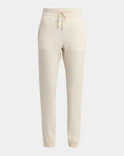 Loro Piana Cocooning Raw Cashmere Fleece Jogger Pants In 106i Vanilla Ivory