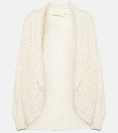 Loro Piana Cocooning Silk Knit Cardigan In White