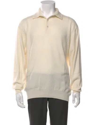 Pre-owned Loro Piana Collar Long Sleeve Polo Sweater In Neutral