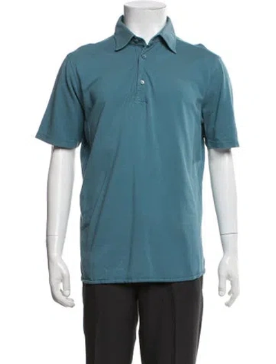 Pre-owned Loro Piana Collar Short Sleeve Polo Shirt In Blue