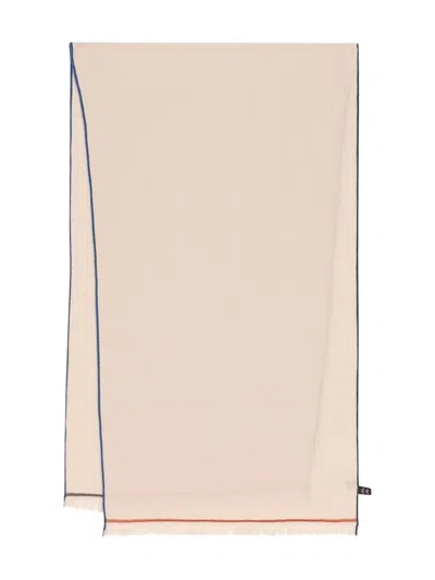 Loro Piana Colored-trim Frayed Scarf In Pink