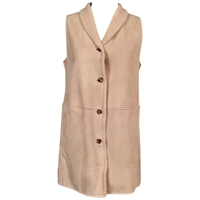 Pre-owned Loro Piana Contemporary Beige Shearling Vest Jacket, Never Worn In Brown
