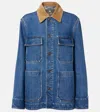 Loro Piana Dean Corduroy-trimmed Denim Jacket In Blue