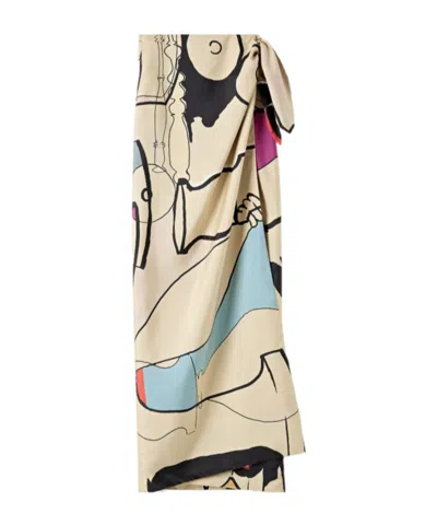 Loro Piana Corina Abstract Pattern Midi Skirt In Multi