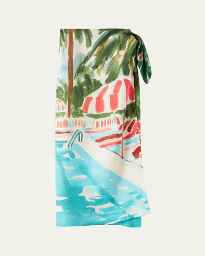 Loro Piana Corina Tropical Setting Silk Wrap Skirt In Multi