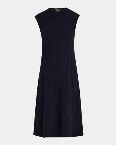 Loro Piana Coste Baby Cashmere Rib Sleeveless Dress In Blue