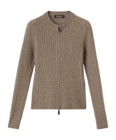 Loro Piana Coste Bomber Jumper In Brown