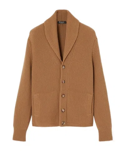 Loro Piana Coste Cardigan In Natural Dark Vicuna