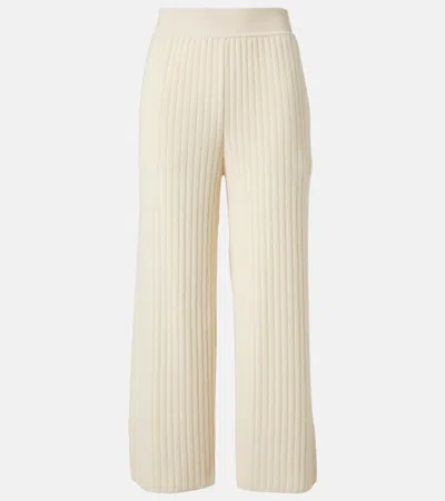 Loro Piana Coste Ribbed-knit Cropped Cashmere Pants In Neutral
