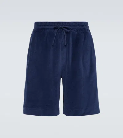 Loro Piana Cotton And Silk Chenille Bermuda Shorts In Blue