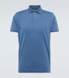 Loro Piana Cotton And Silk Piqué Polo Shirt In Azure Stone