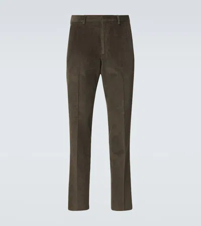 Loro Piana Cotton Corduroy Straight Pants In Brown