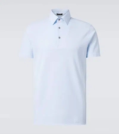 Loro Piana Cotton Piqué Polo Shirt In Delicate Sky