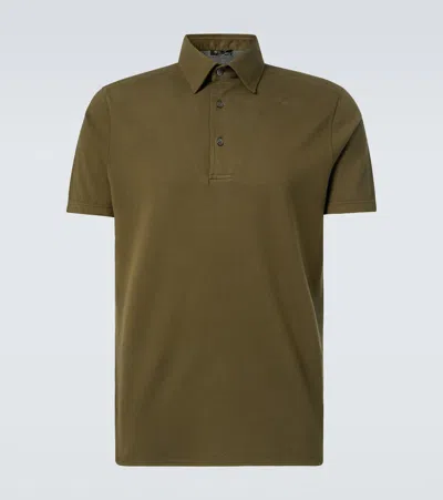 Loro Piana Cotton Piqué Polo Shirt In Green