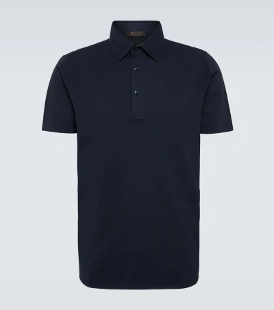 Loro Piana Cotton Polo Shirt In Blue Navy