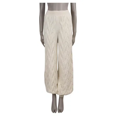 Pre-owned Loro Piana Cream Cashmere 2024 Cable Knit Track Pants S In White
